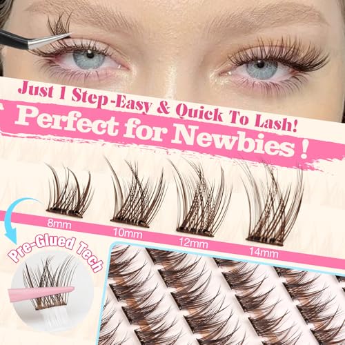 Self-Adhesive Brown Lash Clusters - Pre-Glued Press On