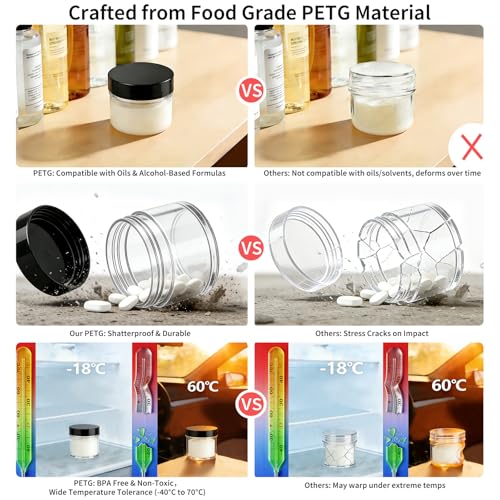 Travel Size Cosmetic Containers 6 Pack (0.17/0.5/1 oz)