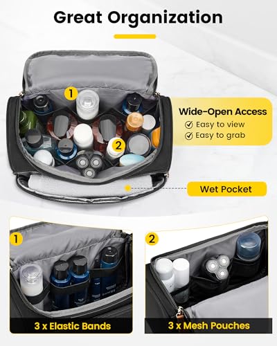 Vorspack Structured Canvas Toiletry Bag for Men - Large Travel Organizer with Wet Pocket