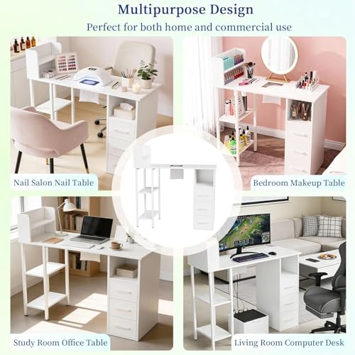 Annzoe Nail Desk with Electric Dust Collector & Storage