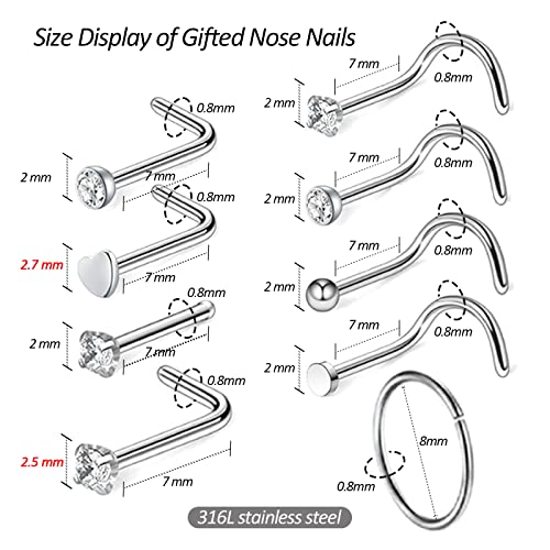 Disposable Nose Piercing Kit with Hypoallergenic Nose Studs - 2 PCS