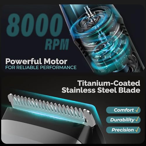 Vacuum Beard Trimmer for Men ? Rechargeable Trimmer with Vacuum, Titanium Blade, Adjustable Comb, Waterproof Cordless Hair Clippers & Beard Kit for Less Mess Grooming