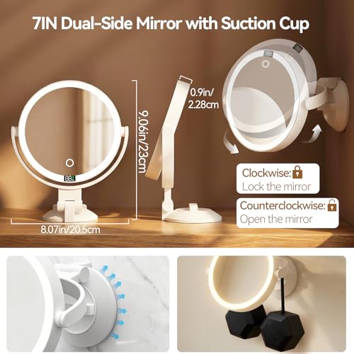 Shinowa 20X Magnifying Wall-Mounted Makeup Mirror with Lights