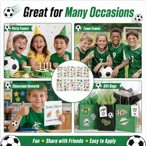 Soccer Temporary Tattoos - 10 Sheets 100+ Designs