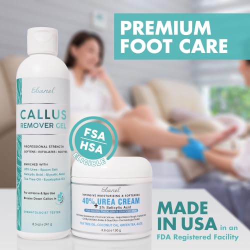 Ebanel 6.55oz Salon-Grade Callus Remover Gel & 40% Urea Foot Cream Set – Pack of 2