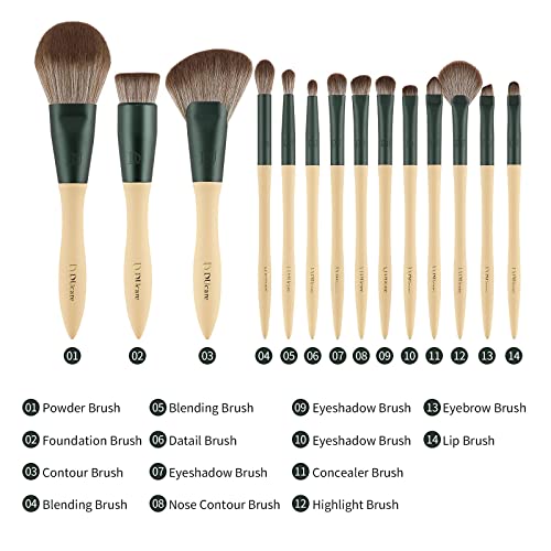 DUcare Makeup Brushes 14Pcs with 3Pcs Makeup Spong & Cosmetic Bag& Folding Vanity Mirror with Stand
