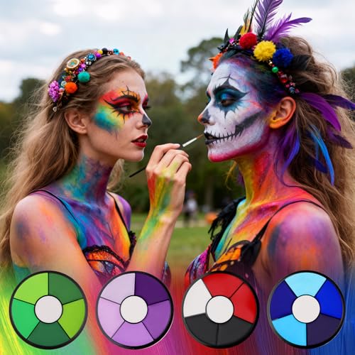 PASNOWFU 6-Color Green Face & Body Paint Palette – SFX Makeup, Witch Edition