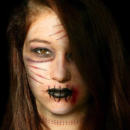 Day of the Dead Temporary Tattoos - 12 Sheets Halloween Face Stickers