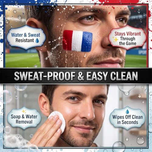 Red White Blue Face Paint Sticks for Sports - 3PC Set