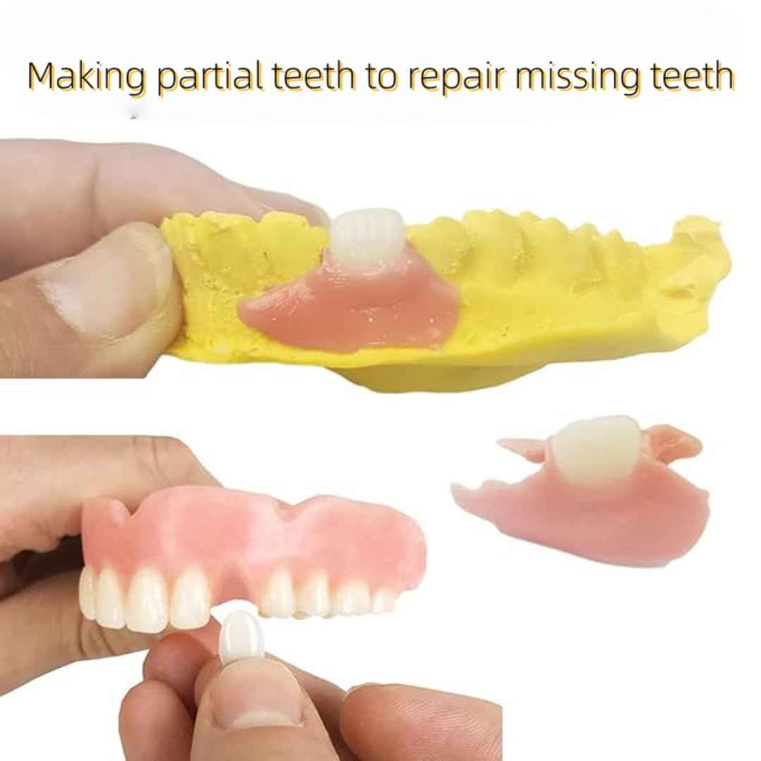 DIY Denture Temporary Veneers Kit for Women and Men, Upper and Lower Tooth Replacement Kit, Nature and Comfortable (1 Count (Pack of 1)