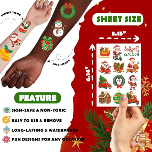 96pc Christmas Temporary Tattoos - Holiday Party Favors