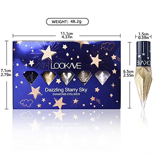 Go Ho Glitter Liquid Eyeliner Set - 5 Colors Waterproof