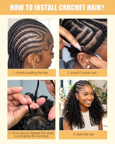 ISHOW Burmese Curly Crochet Hair 170g Pre-Looped 20 Inch Natural Black