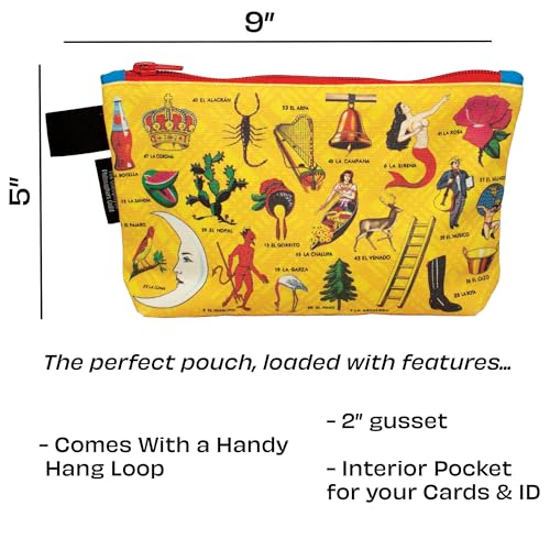 The Unemployed Philosophers Guild Loter?a Bag - With Iconic Illustrations, 9" Canvas Zipper Pouch for Pencils, Tools, Cosmetics, Toiletries and More
