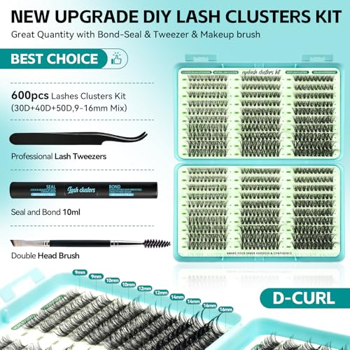 600pcs D Curl Wispy Lash Clusters Kit - DIY Eyelash Extensions