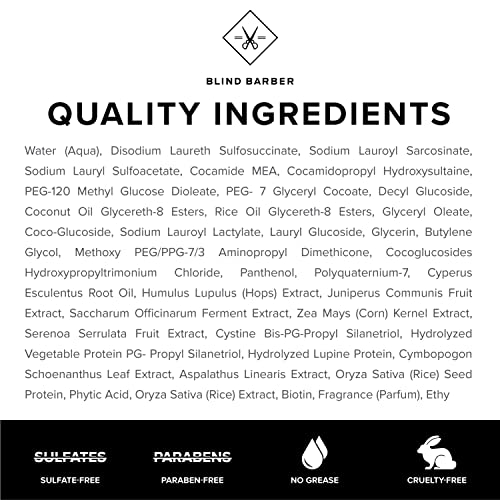 Blind Barber Lemongrass Tea Body Wash for Men - Sulfate-Free Body Soap with Lemongrass Scent - Leaves Skin Clean & Hydrated - Paraben-Free & Cruelty-Free, No Artificial Dyes (12 Fl oz)