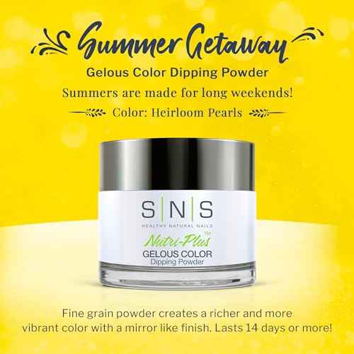 SNS Nail Dip Powder, Gelous Color Dipping Powder - Heirloom Pearls (White, Shimmer) - Long-Lasting Dip Nail Color Lasts 14 Days - Low-Odor & No UV Lamp Required - 1 OZ