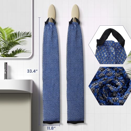 Japanese Exfoliating Loofah Back Scrubber - Shower Bath Towel for Men & Women (2 Pack Blue, 33.4" x 11.8")