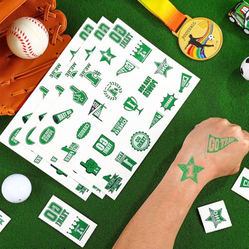 240 Pcs Green Glitter Team Spirit Temporary Tattoos