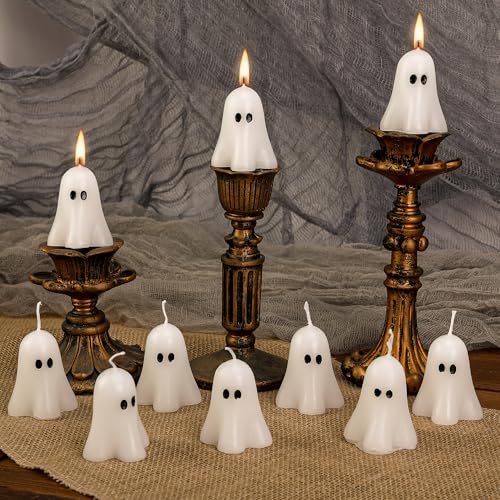 Halloween Ghost Candles 20 Pack - White Spooky Party Decor