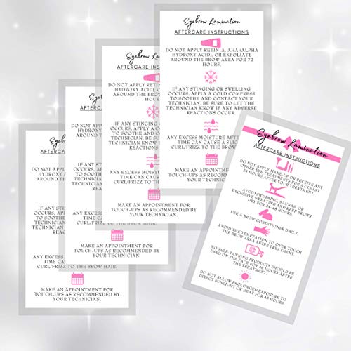 Brow Lamination Aftercare Cards 50 Pack 2x3.5"