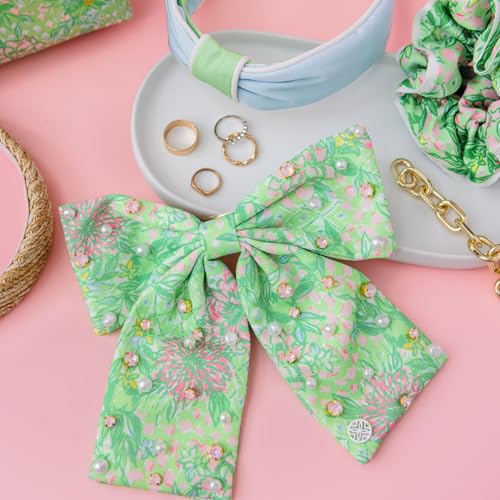 Lilly Pulitzer Hair Bow for Women, Cute Hair Accessories in Green Floral, Lime Feeling Good