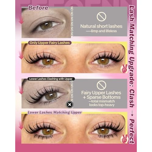 Manga Lash Clusters Kit Fairy Cluster Eyelash Extensions with Bottom Lashes Wispy Eyelash Clusters Kit Spiky Cluster Lashes 8-16mm DIY Lash Extension Kit with Lash Bond and Seal Tweeters by Eefofnn