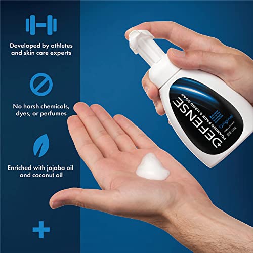 Defense Liquid Foaming Face & Hand Soap 7.5 Fl Oz and Refill with Tea Tree, Eucalyptus, Jojoba, Aloe Vera, Olive & Coconut Oils