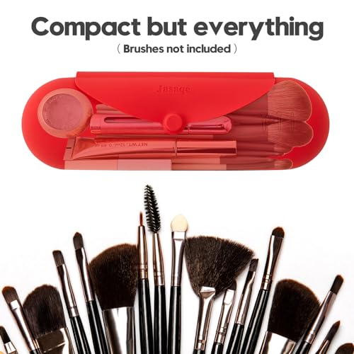 Silicone Makeup Brush Holder£¬Travel Makeup bag-Soft Portable Cosmetic Face Brushes Holder£¬Large Travel Makeup Brush Case with Anti-Fall Out Magnetic Closure