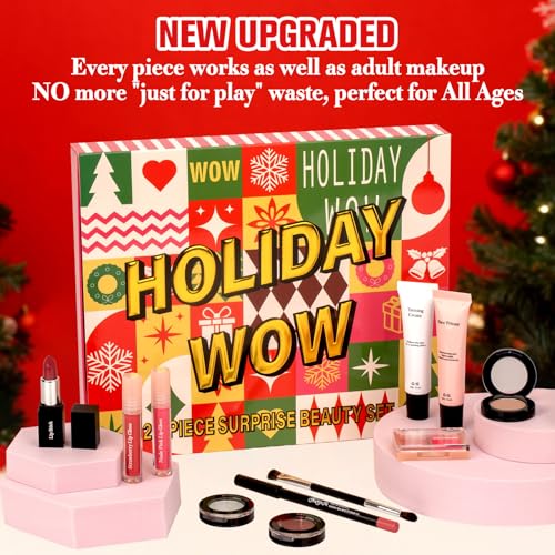 24pcs Makeup Kit with 24 Days of Individually Boxed Surprises - Gifts for Teenage Girls Teens & Women with Eyeshadow Eyeliner Pencils Contouring Lip Gloss Mascara, Highlighter