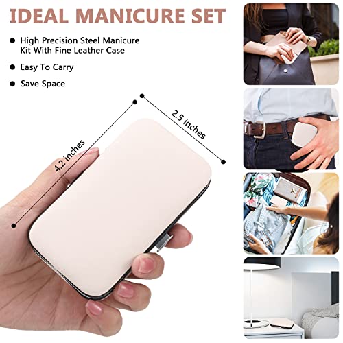 Geosar 12 Sets Manicure Set Nail Clippers Pedicure Kit 8 in 1 Grooming Stainless Steel Kits Nail Care Tools with Travel Case for Employee Coworker Teachers Nurse Gifts(Rose Gold)
