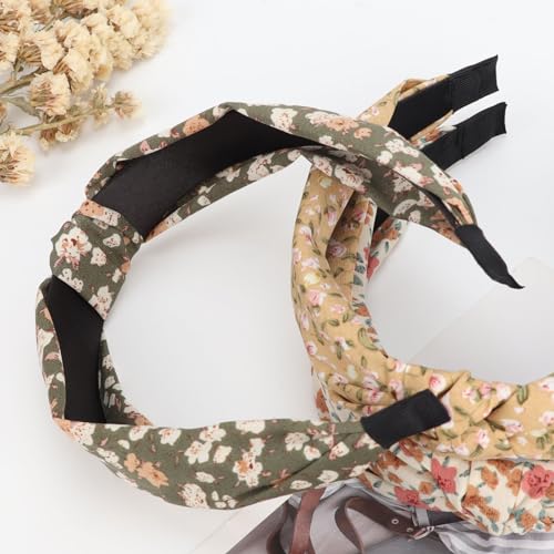 DRESHOW Flower Printed Knotted Headbands - 4 Pcs Boho Hair Accessories