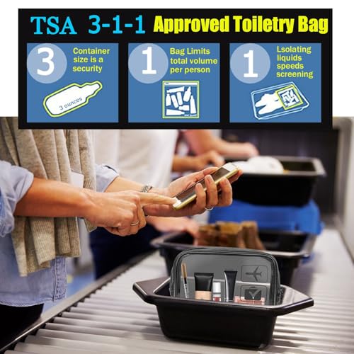 TSA Approved Clear Toiletry Bag Set, 3-Pack Quart Size