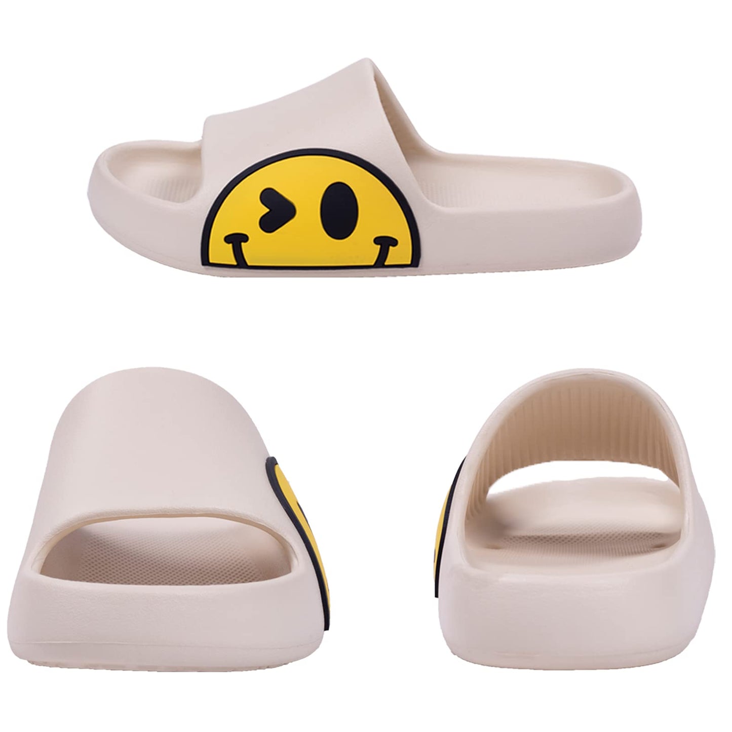 Sandals for Girls and Boys,Mens Slippers Sandals for Women,EVA Anti-Slip Indoor & Outdoor Kids Slippers Smile Face Open Toe Spa Bath Pool Gym House Casual Shower Shoes(white 31/32)