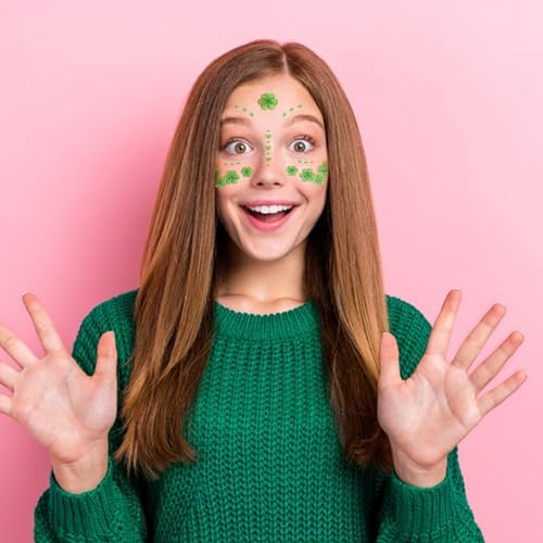 St. Patrick's Day Green Shamrock Face Temporary Tattoos (2pcs)