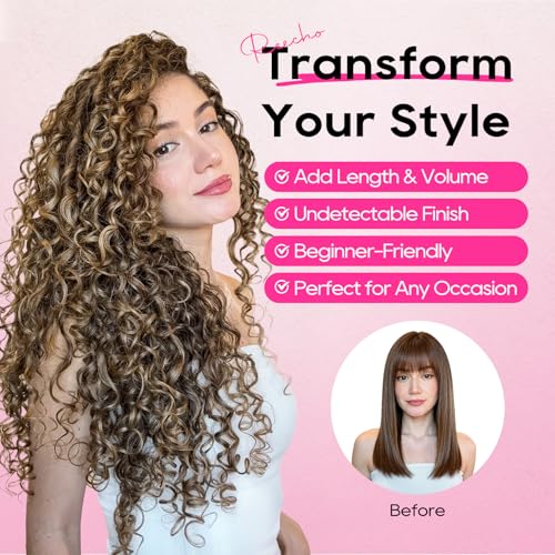 REECHO Curly Clip-In Hair Extensions 24 Inch, 4 Piece Set