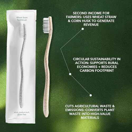 Terra & Co. Gentle Green Toothbrushes ? 10-Pack of Plastic-Free Toothbrushes with Soft Bristles for Sensitive Teeth & Gums ? Individually Sealed ? BPA-Free, Plant-Based, Eco-Friendly & Travel-Ready
