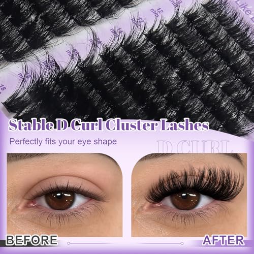 Fowendia Lash Clusters Kit 100D 150D 200D - DIY Eyelash Extensions