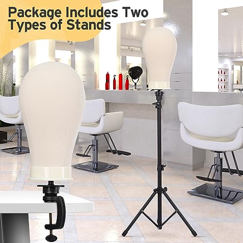 Klvied Wig Stand with 22" Canvas Head & Adjustable Tripod