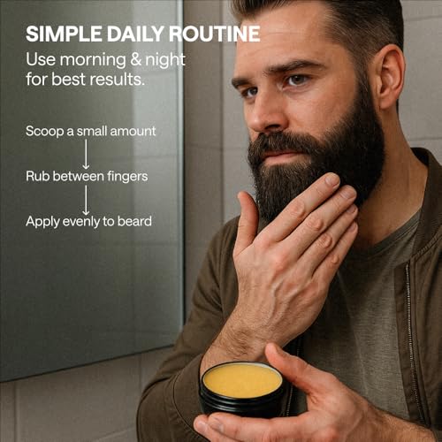 Biotin Beard Balm for Men Care ? Moustache & Beard Hair Growth, Shaper, Straightener, Filler & Softener Wax Butter Treatment, ? For Growth, Grooming, Shaping ? 2 Oz