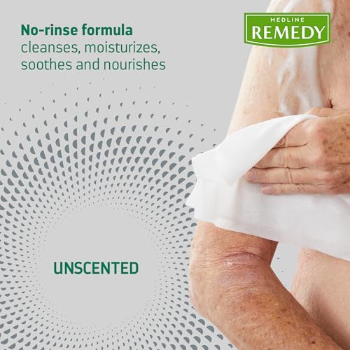 Medline Remedy Specialized No-Rinse Foam Cleanser (4 oz), Unscented, Moisturizing Body Wash, Incontinence Care, Skin Nourishing, For Hair and Dry Skin, Gentle, Eczema Seal, Sulfate-Free (Pack of 2)