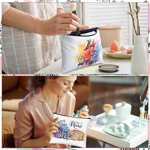 9 Pcs Italy Cosmetic Bag Souvenir Italy Travel Gifts Italian Makeup Purse Zipper Pouch for Girls Women Traveler Birthday Christmas Party Favors