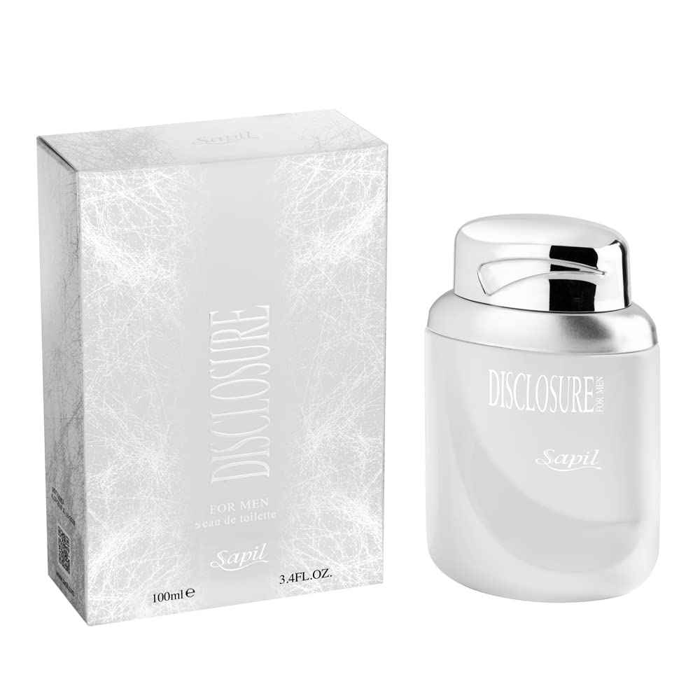 Sapil Disclosure White Perfume for Men - Long-Lasting Dubai Cologne - Woody Aromatic EDT Spray - 3.4 Oz (100 ml) - Ideal Men's Fragrance for Daily Wear