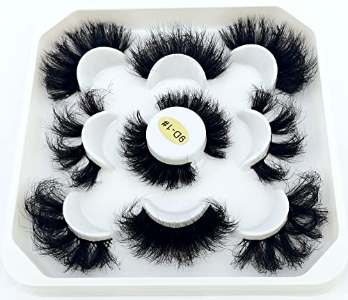 5 Pairs 25mm 3D Mink Lashes - Natural Handmade Faux