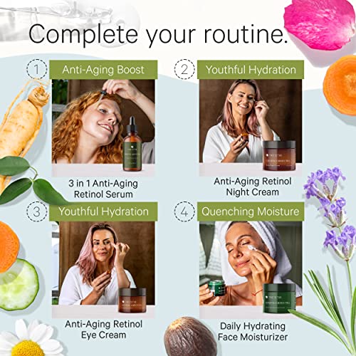 Tree To Tub Retinol Anti Aging Face Moisturizer for Dry & Sensitive Skin and Anti Aging Serum for Face & Wrinkles - Anti Wrinkle Hyaluronic Acid Facial Moisturizer, Vitamin A & E Night Cream for Women