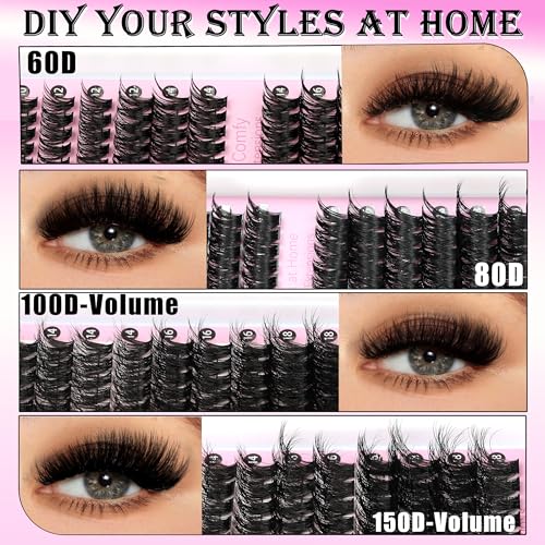 YIDUO Lash Clusters Kit 4 Styles 60D-150D Volume Extensions 10-18mm