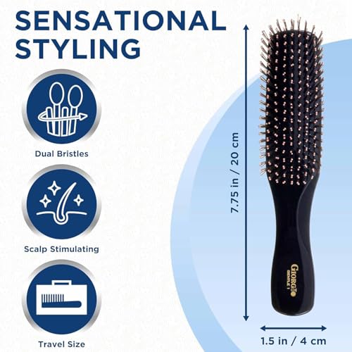 Giorgio Full Size Black Hair Brush for Men Women Kids - Detangler & Scalp Massager