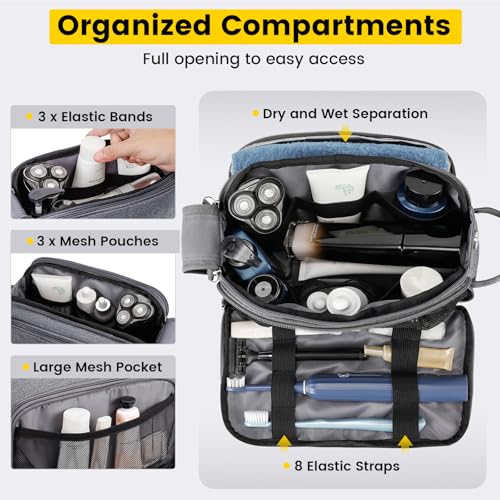 Vorspack Grey Large Travel Toiletry Bag with Organized Compartments