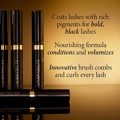 LAURA GELLER NEW YORK Kajal Collection Trio - Includes Multi-Use Eyeshadow + Liner Stick, Dark Brown + Volumizing Tubing Mascara + Longwearing Lip Color Pencil, Mulberry