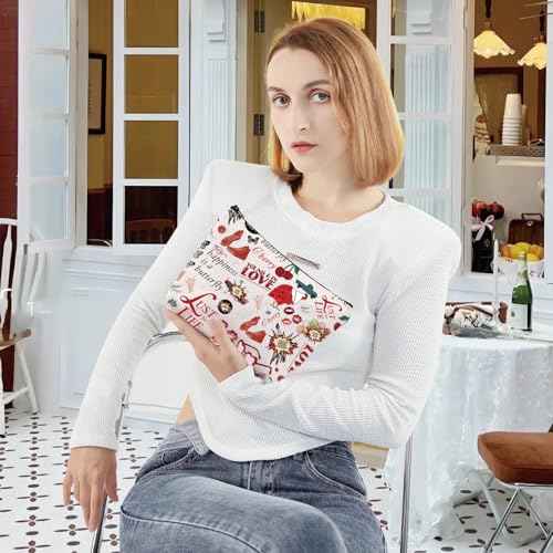 G2TUP Singer Album Cosmetic Makeup Bag Music Lover Gift Song Lyrics Zipper Pouch Bag Singer Concert Merchandise (Happiness Is